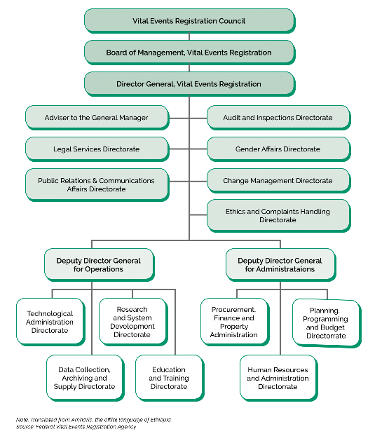 Organizational chart of the Federal Vital Events Registration Agency